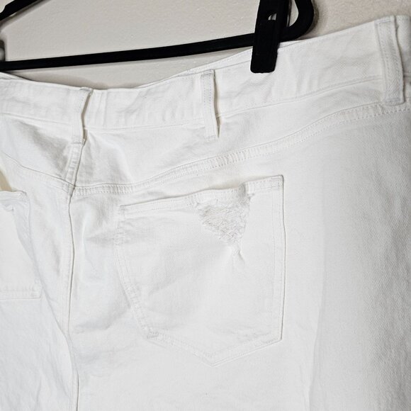 Torrid 28 White Denim Cut Off Shorts Button Fly Raw Hem High Rise Distressed - Picture 5 of 7